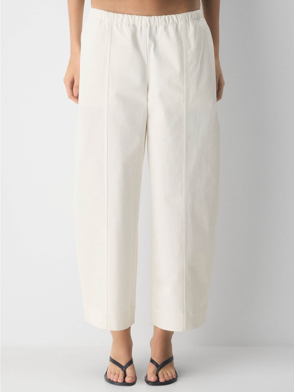 Aritzia Wide-Leg Elastic Waist Crop Pants - White